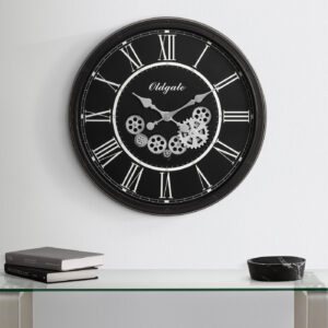 Clocks, 30" Round, Gear Mechanism, Large Oversized, Wall Clock, Black, Transitional