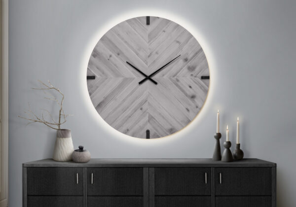 Clocks, 30″ Round, Large Oversized, Wall Clock, Grey, Contemporary, Modern