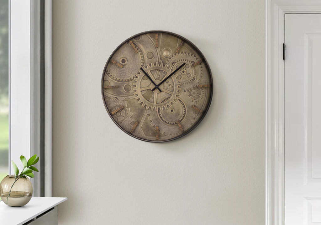 Clocks, 20″ Round, Wall Clock, Brown, Transitional