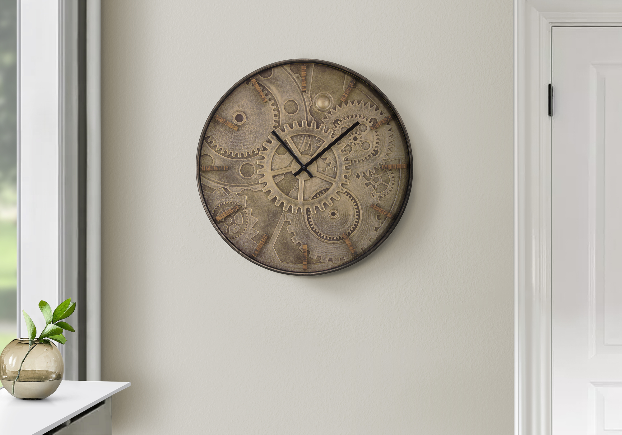 Clocks, 20″ Round, Wall Clock, Brown, Transitional