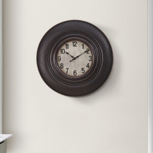 Clocks, 20" Round, Wall Clock, Antique Brown, Transitional