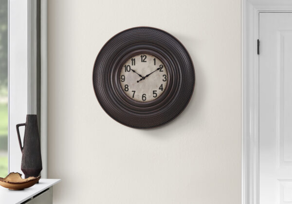 Clocks, 20″ Round, Wall Clock, Antique Brown, Transitional