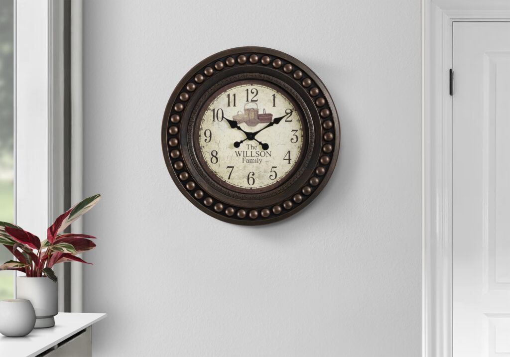 Clocks, 20″ Round, Wall Clock, Antique Brown, Transitional
