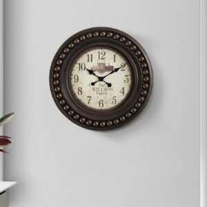 Clocks, 20" Round, Wall Clock, Antique Brown, Transitional