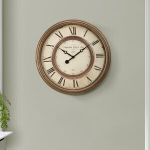 Clocks, 20" Round, Wall Clock, Antique Brown, Transitional