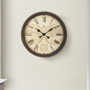 Clocks, 20" Round, Wall Clock, Antique Brown, Transitional