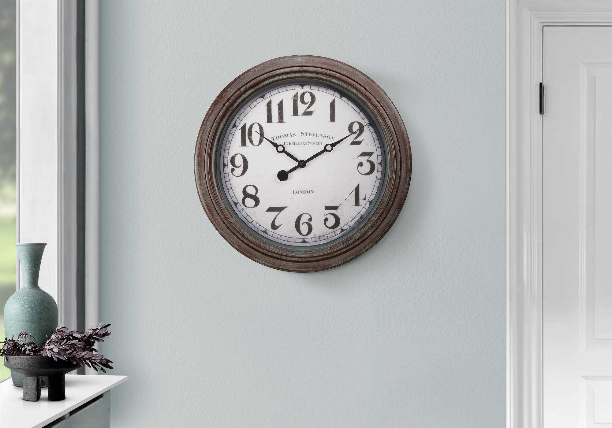 Clocks, 20″ Round, Wall Clock, Antique Brown, Transitional