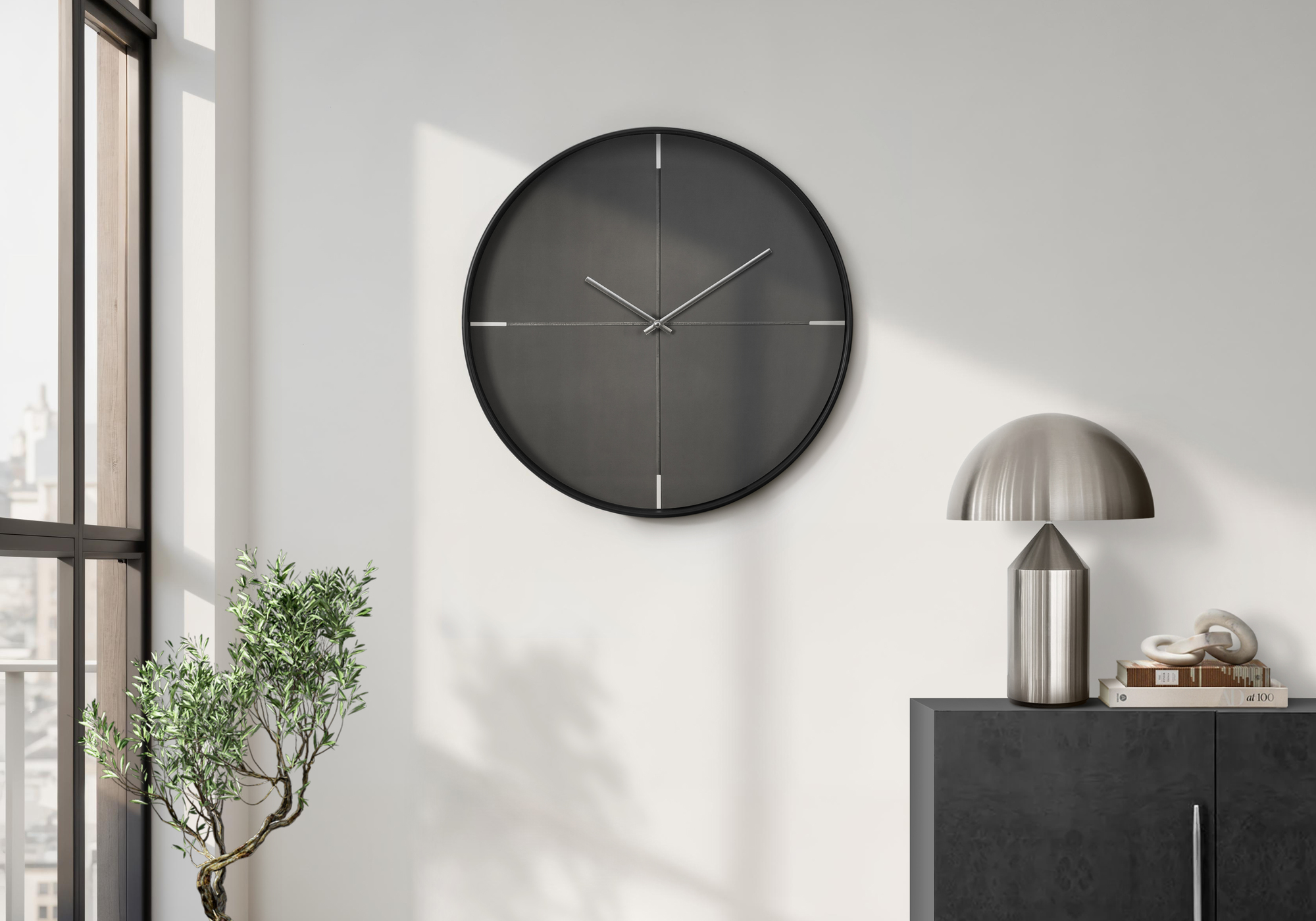 Clocks, 20″ Round, Wall Clock, Black, Contemporary, Modern