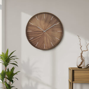 Clocks, 20" Round, Wall Clock, Light Brown Face, Brown Frame, Contemporary, Modern