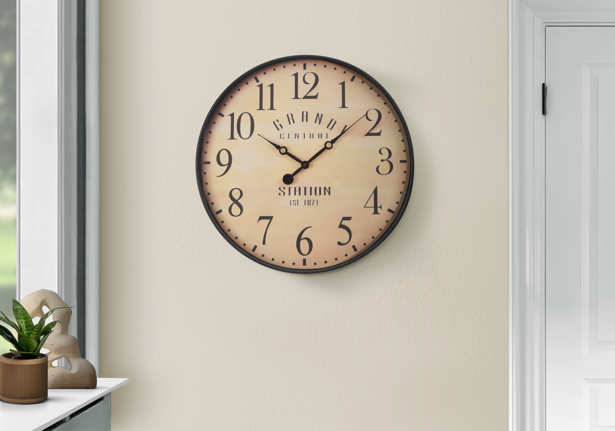 Clocks, 20″ Round, Wall Clock, Antique Brown, Transitional