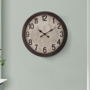 Clocks, 20" Round, Wall Clock, Antique Brown, Transitional