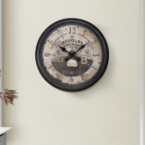 Clocks, 20" Round, Wall Clock, Antique Brown, Transitional