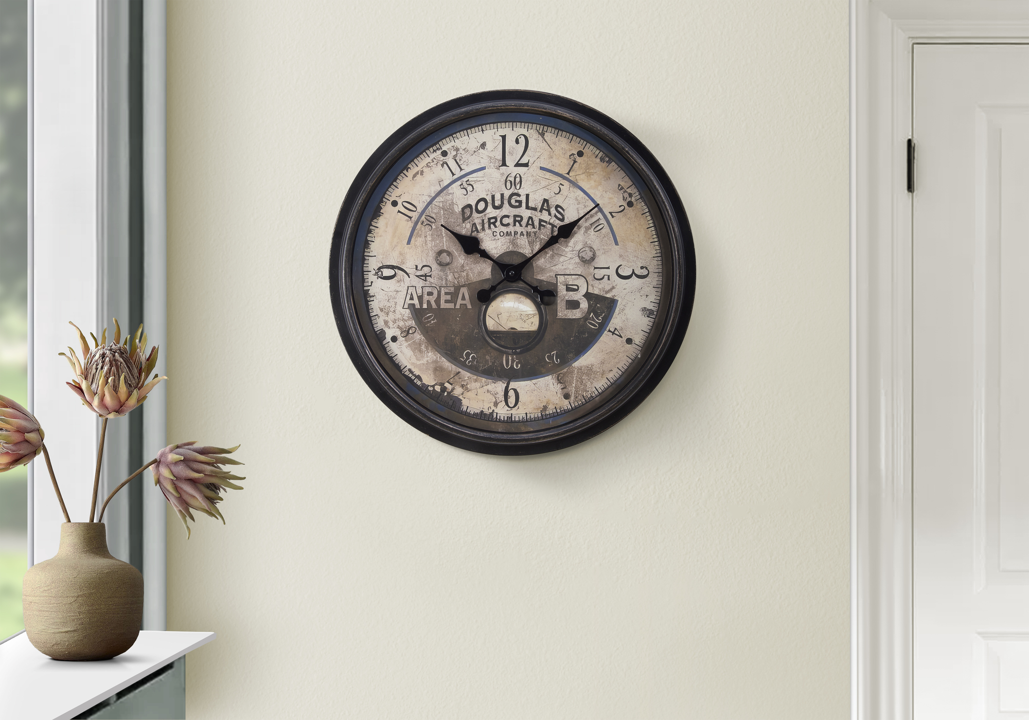 Clocks, 20″ Round, Wall Clock, Antique Brown, Transitional