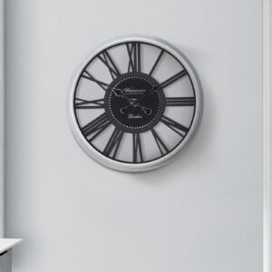 Clocks, 20" Round, Wall Clock, Black, Silver, Transitional