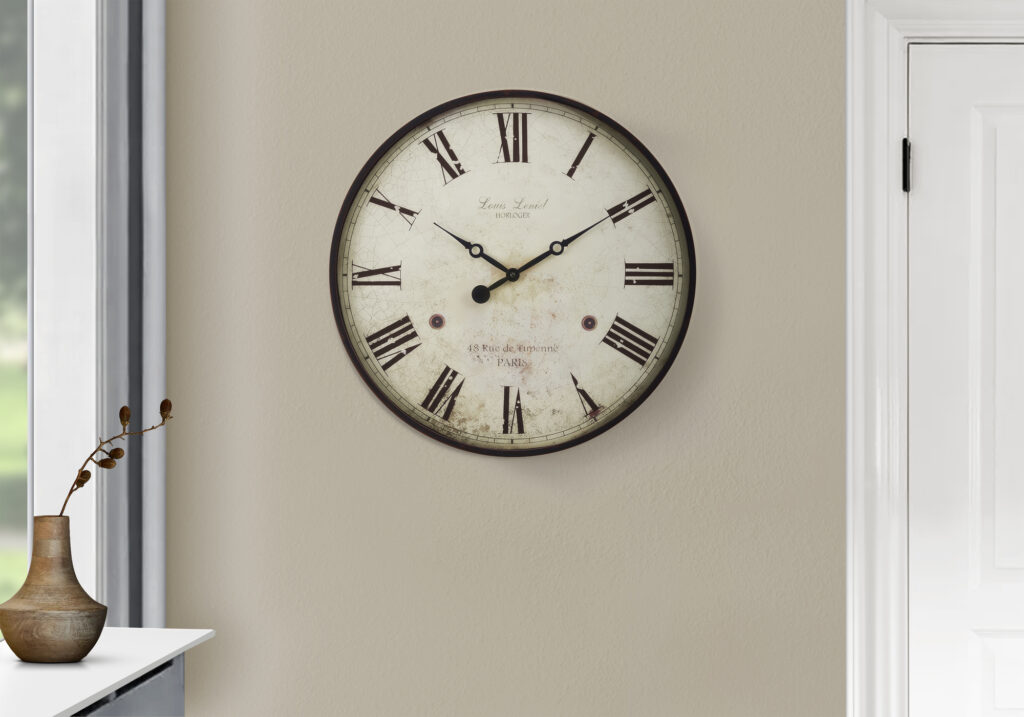 Clocks, 20″ Round, Wall Clock, Antique Brown, Transitional