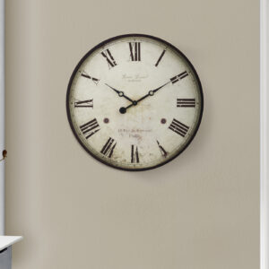 Clocks, 20" Round, Wall Clock, Antique Brown, Transitional