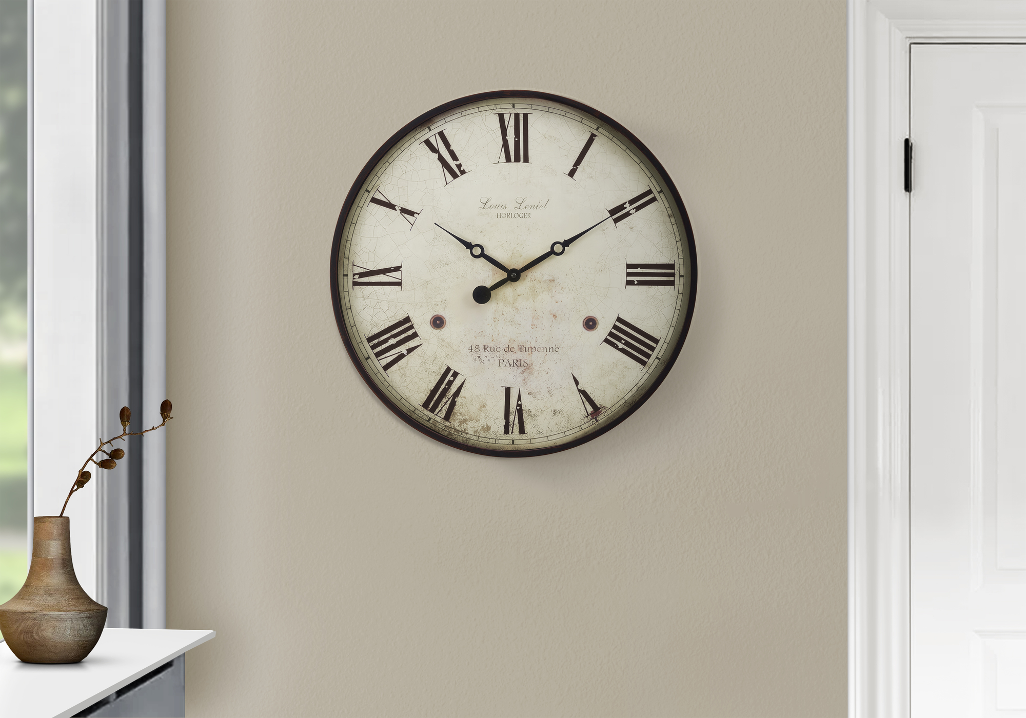Clocks, 20″ Round, Wall Clock, Antique Brown, Transitional