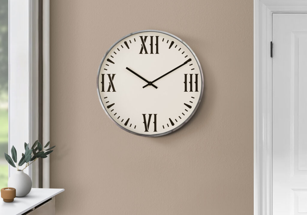Clocks, 20″ Round, Wall Clock, Black, White, Modern