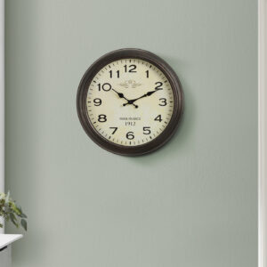 Clocks, 16" Round, Wall Clock, Antique Brown, Transitional