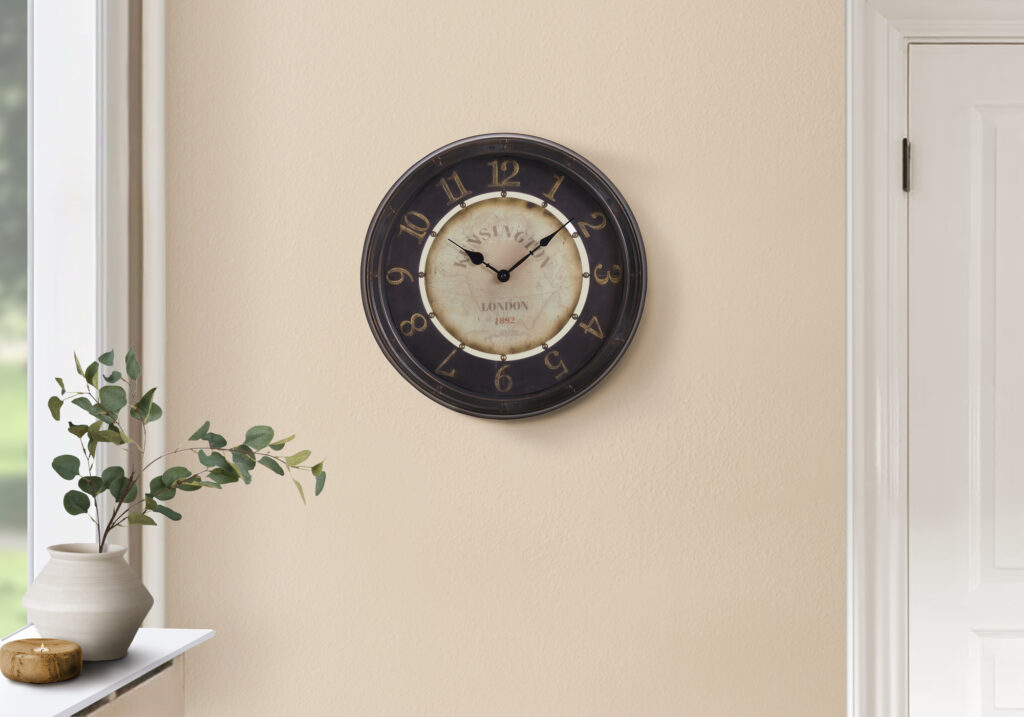 Clocks, 16″ Round, Wall Clock, Antique Brown, Transitional