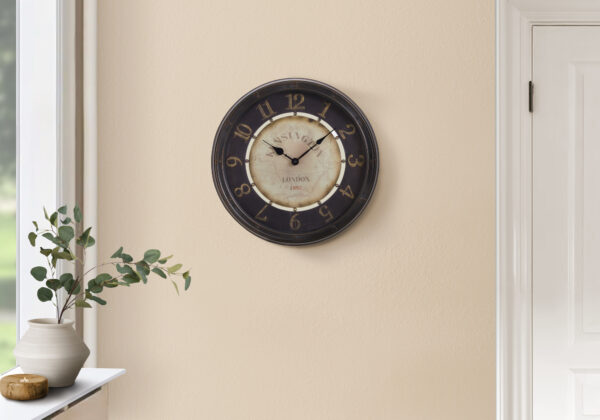 Clocks, 16″ Round, Wall Clock, Antique Brown, Transitional