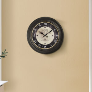 Clocks, 16" Round, Wall Clock, Antique Brown, Transitional