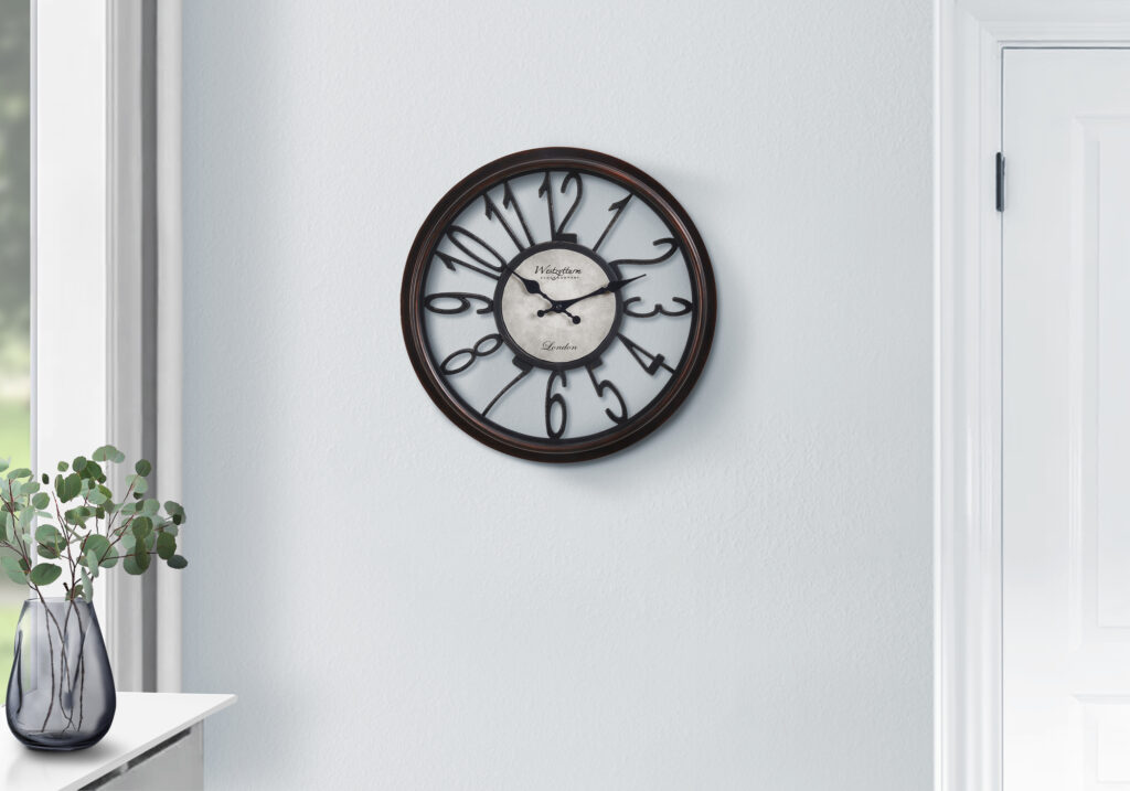 Clocks, 16″ Round, Wall Clock, Antique Brown, Transitional