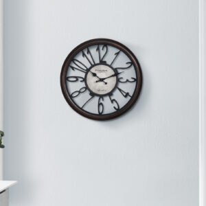 Clocks, 16" Round, Wall Clock, Antique Brown, Transitional