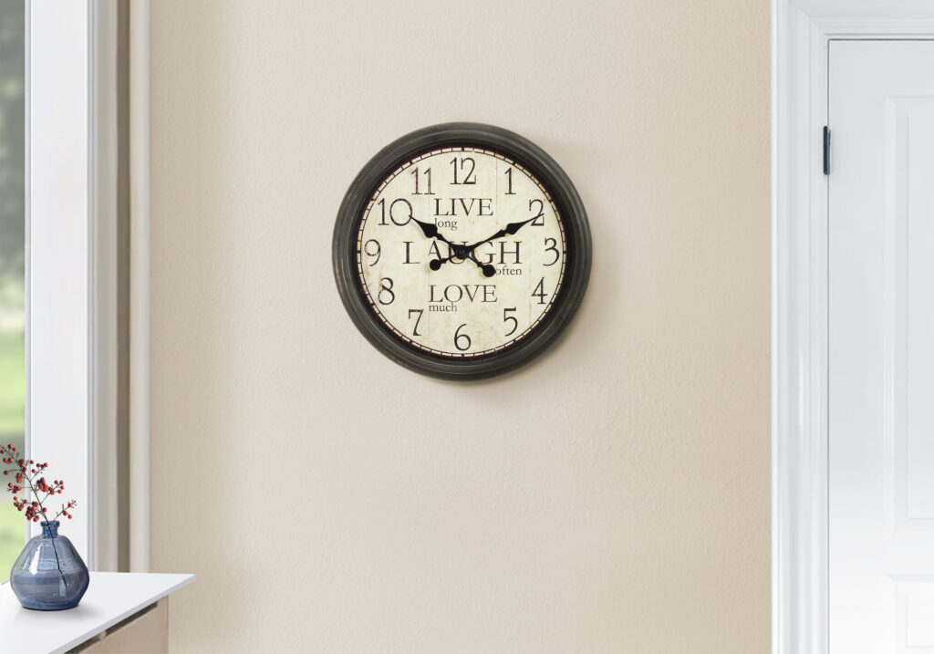 Clocks, 16″ Round, Wall Clock, Antique Brown, Transitional