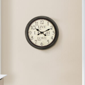 Clocks, 16" Round, Wall Clock, Antique Brown, Transitional