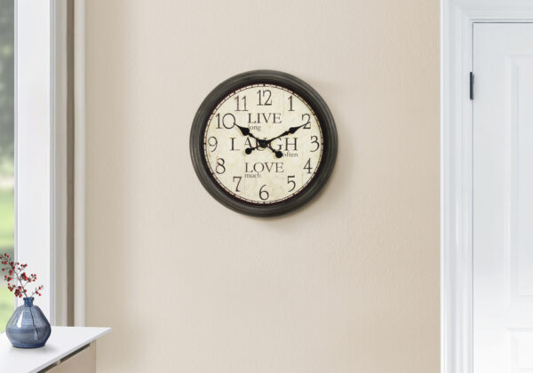 Clocks, 16″ Round, Wall Clock, Antique Brown, Transitional