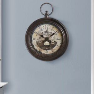Clocks, 18" Round, Wall Clock, Antique Brown, Traditional