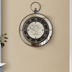 Clocks, 18" Round, Wall Clock, Brown, Mirror, Transitional