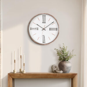 Clocks, 14" Round, Wall Clock, Gold Frame, Transitional
