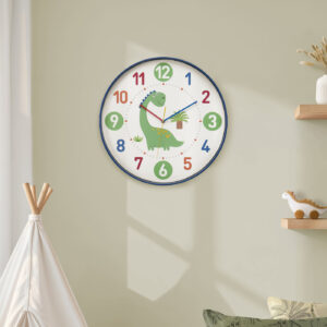 Clocks, 18" Round, Juvenile, Wall Clock, Multi-colored Face, Blue Frame, Contemporary, Modern
