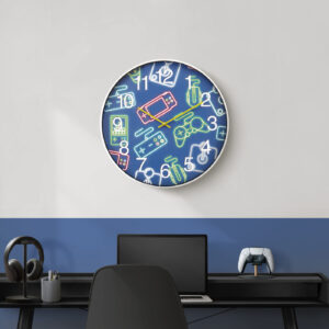 Clocks, 18" Round, Juvenile, Wall Clock, Multi-colored Face, White Frame, Contemporary, Modern