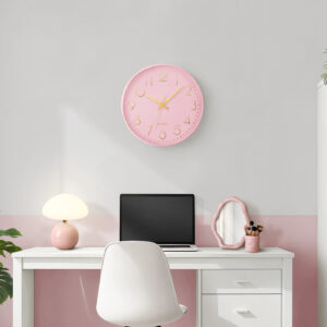 Clocks, 12" Round, Wall Clock, Pink Face, Pink Frame, Contemporary, Modern