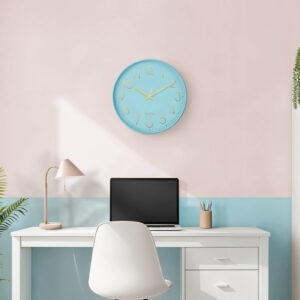 Clocks, 12" Round, Wall Clock, Blue Face, Blue Frame, Contemporary, Modern