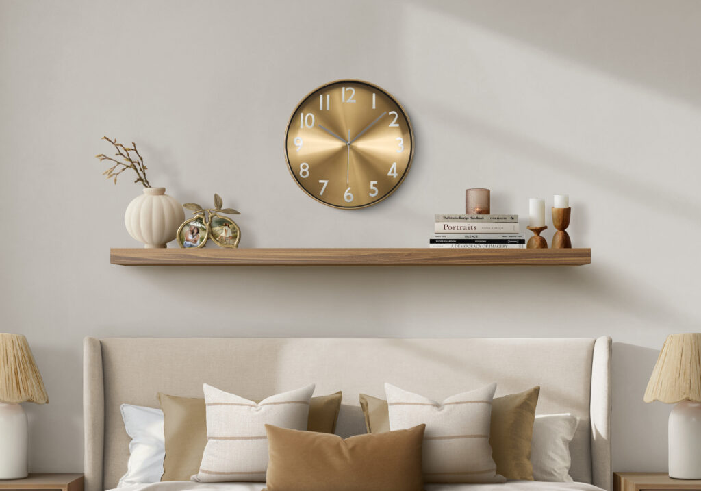 Clocks, 12″ Round, Wall Clock, Gold Face, Gold Frame, Contemporary, Modern