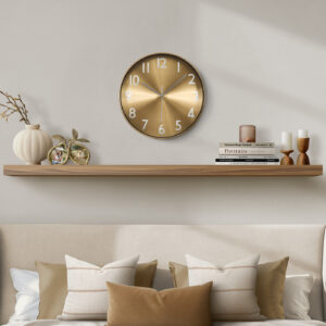Clocks, 12" Round, Wall Clock, Gold Face, Gold Frame, Contemporary, Modern