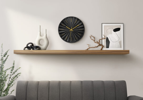 Clocks, 12″ Round, Wall Clock, Black Face, Black Frame, Contemporary, Modern