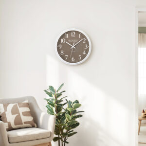 Clocks, 12" Round, Wall Clock, Dark Bronze Face, White Frame, Modern, Contemporary