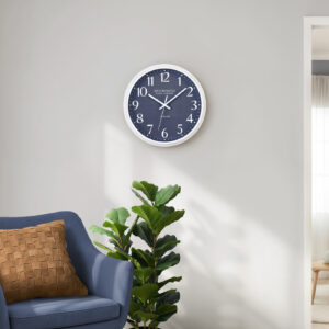 Clocks, 12" Round, Wall Clock, Blue Face, White Frame, Modern, Contemporary