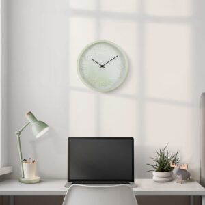 Clocks, 12" Round, Juvenile, Wall Clock, Light Green Face, Green Frame, Contemporary, Modern