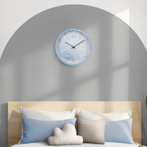 Clocks, 12" Round, Wall Clock, Juvenile, Blue Face, Blue Frame, Contemporary, Modern