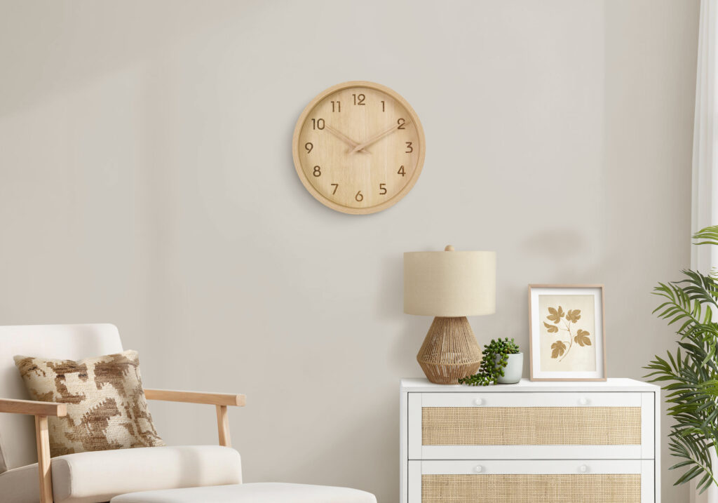 Clocks, 12″ Round, Juvenile, Wall Clock, Natural Face, Natural Frame, Contemporary, Modern