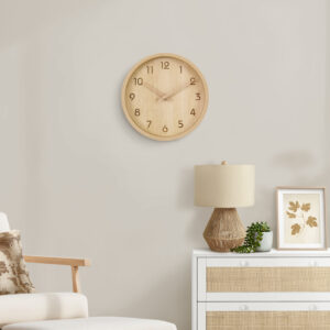 Clocks, 12" Round, Juvenile, Wall Clock, Natural Face, Natural Frame, Contemporary, Modern