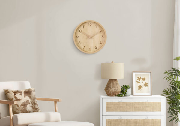 Clocks, 12″ Round, Juvenile, Wall Clock, Natural Face, Natural Frame, Contemporary, Modern
