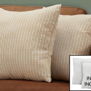 Pillows, Set Of 2, 18 X 18 Square, Insert Included, Decorative Throw, Accent, Sofa, Couch, Bedroom, Brown Hypoallergenic Polyester, Modern