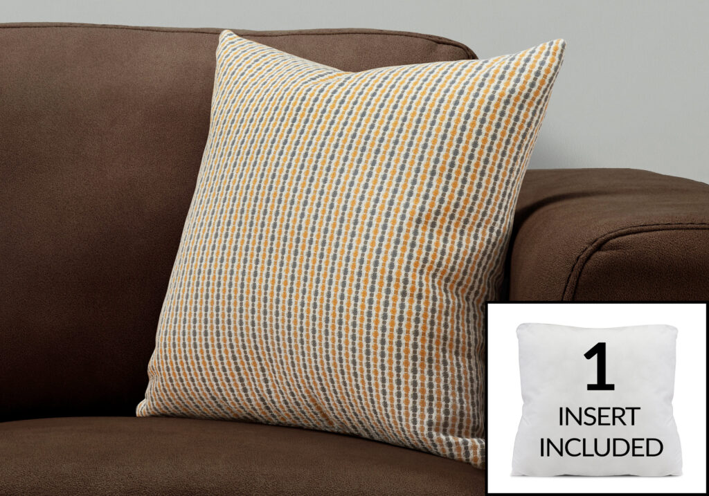 Pillows, 18 X 18 Square, Insert Included, Decorative Throw, Accent, Sofa, Couch, Bedroom, Gold And Grey Hypoallergenic Polyester, Modern
